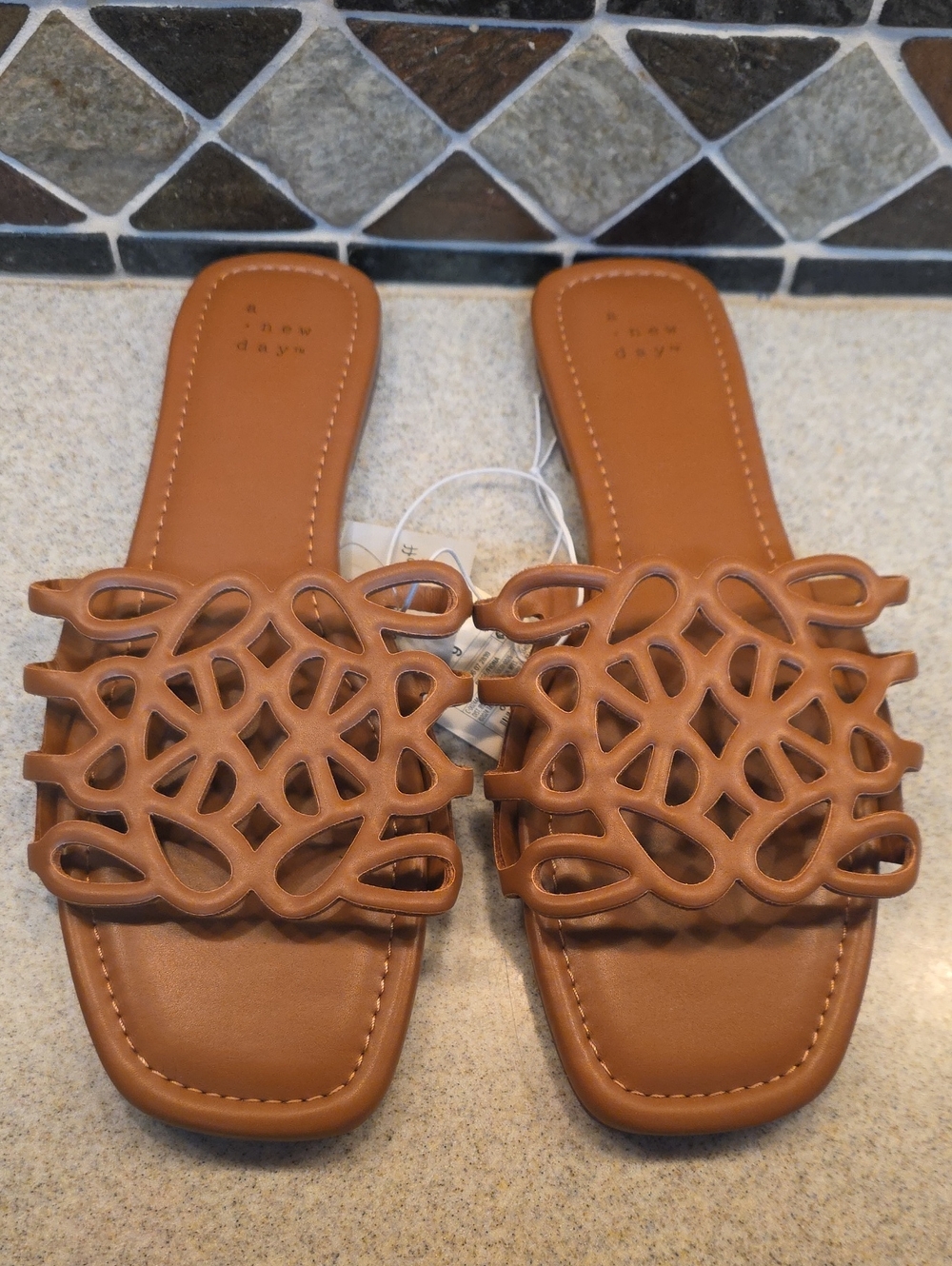 a new day Tan Cutout Slide Sandals